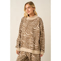 Zebra Print Mock Neck Oversized Sweatshirt