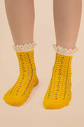 Lace Trim Floral Crew Socks
