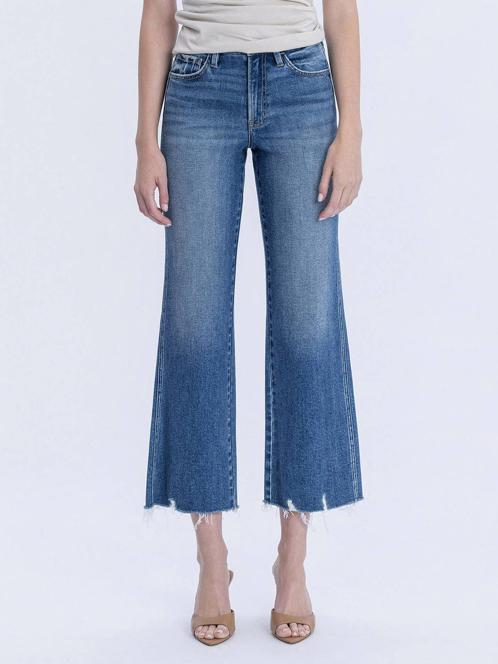 High Rise Raw Hem Vintage Flare Jeans