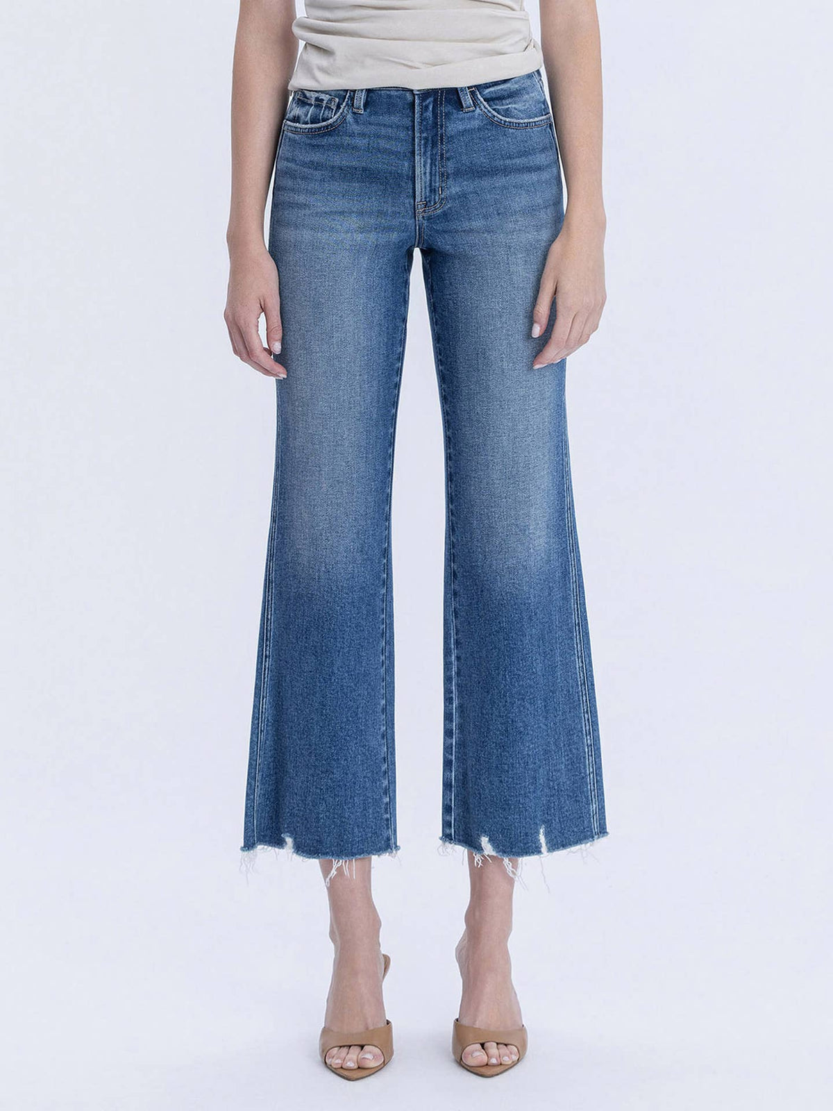 High Rise Raw Hem Vintage Flare Jeans