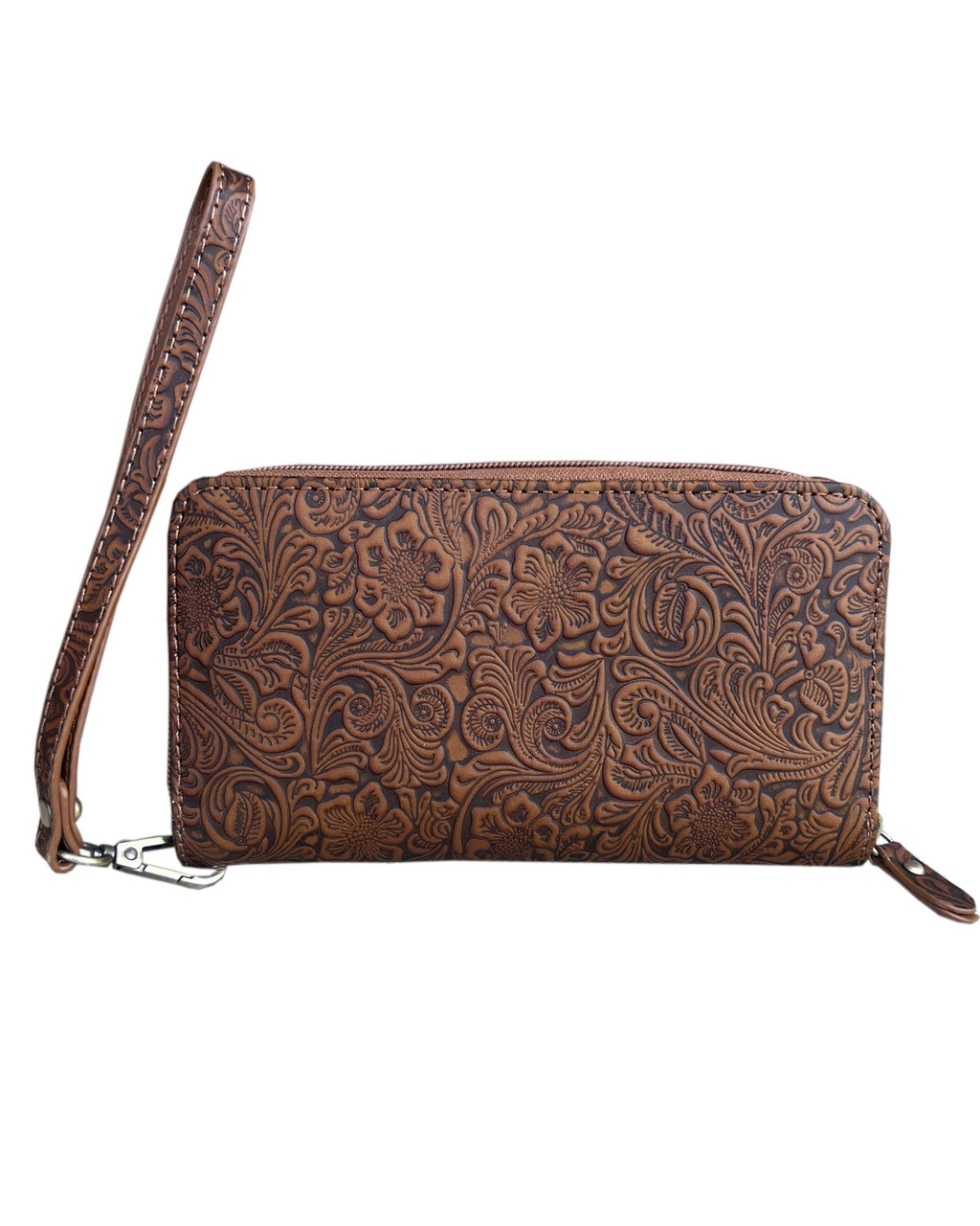 Vintage cowhide leather wallet with handle strap