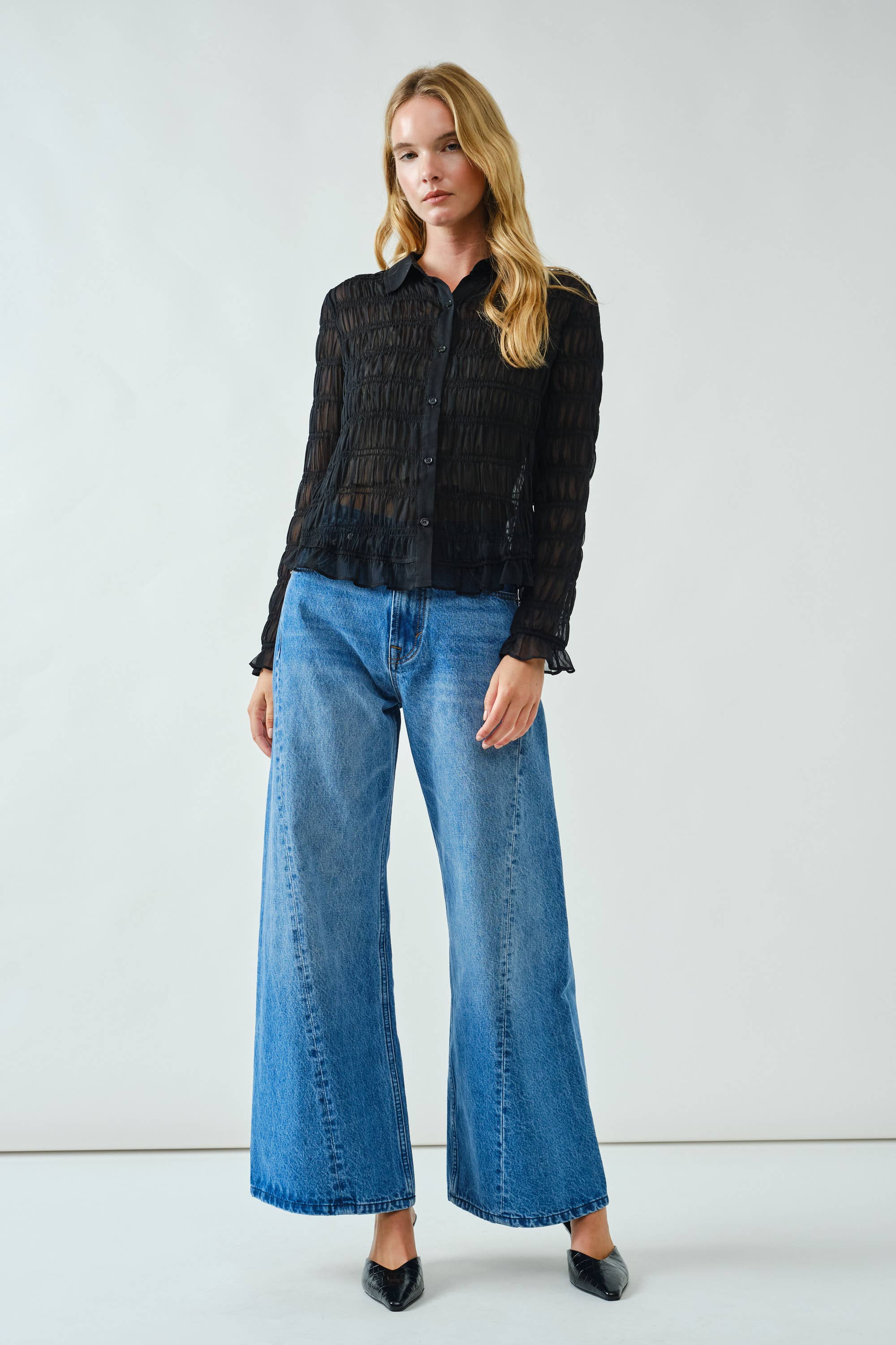 Western Wide Denim Pants