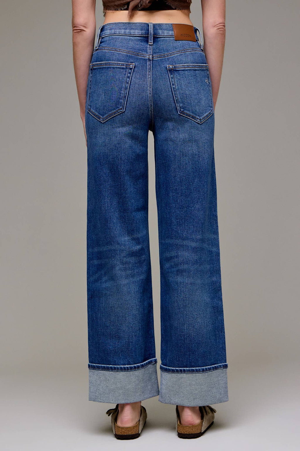 Dark Wash Cuffed Stretch Dad Jean