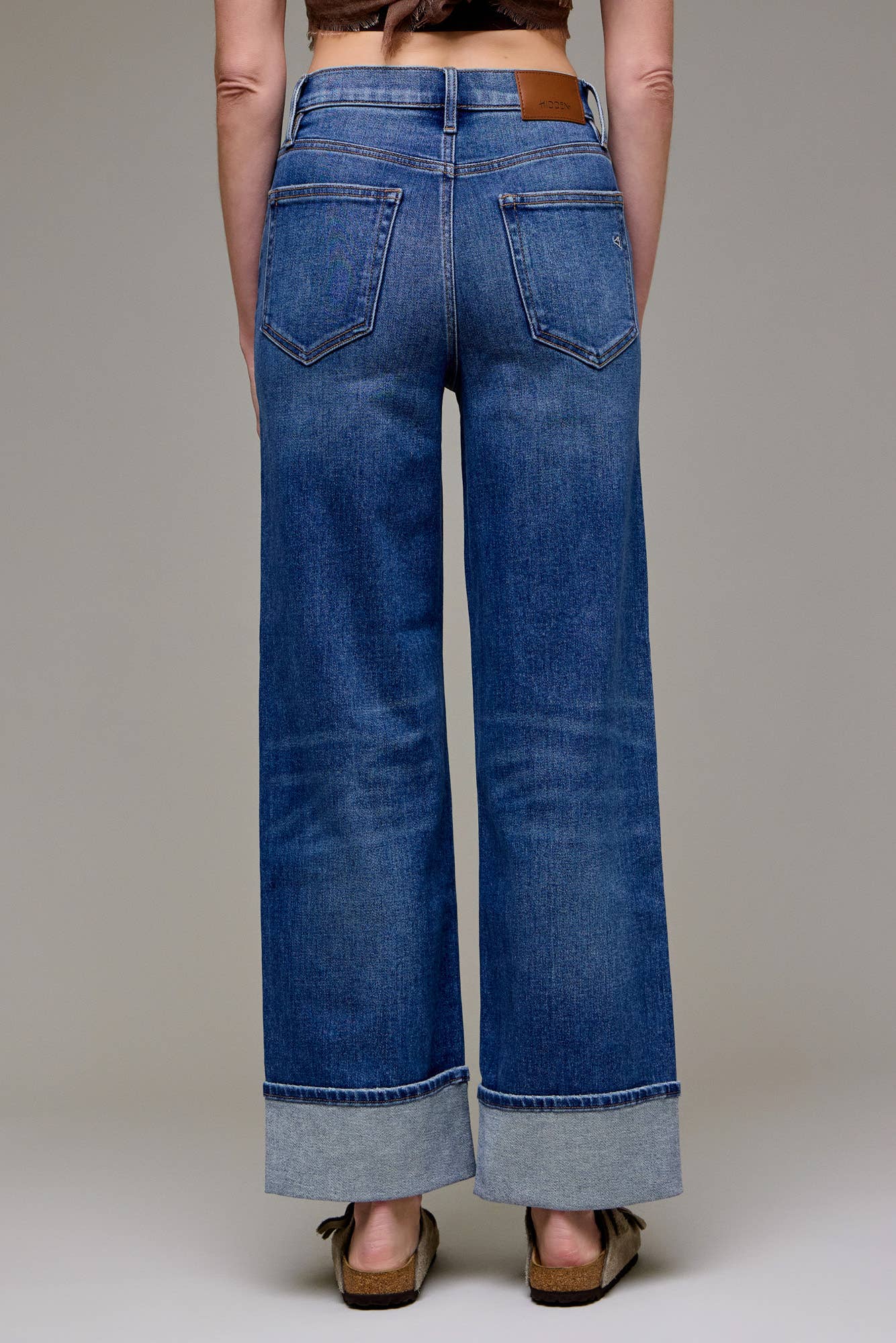 Dark Wash Cuffed Stretch Dad Jean