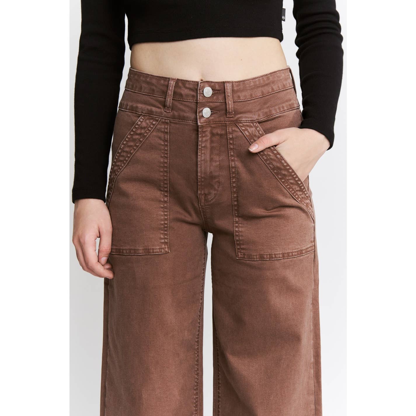 Double Waistband Wide Leg Jeans