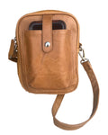 Cowhide leather crossbody shoulder bag with phone pocket
