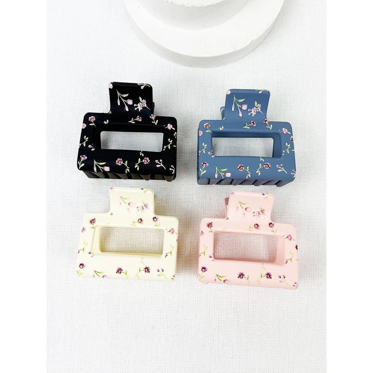 Matte Floral Pattern Claw Clips