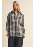Plaid Oversized Layering Jacket with Patch Pocket