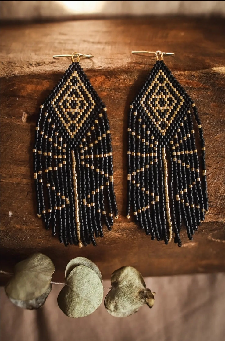 Tribal Diamond Fringe Earrings