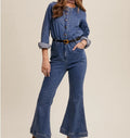 Button Front  Denim Jumpsuit