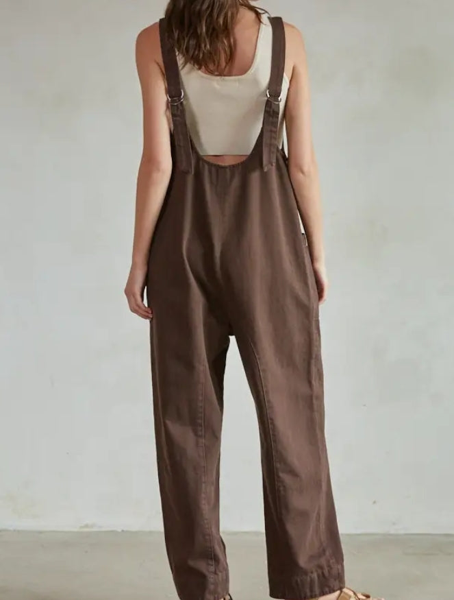 Denim Wide Leg Overalls