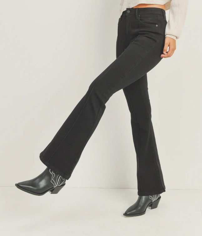 Classy Pintuck Flared Denim