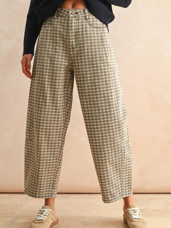 Mini Checker Barrel Pants