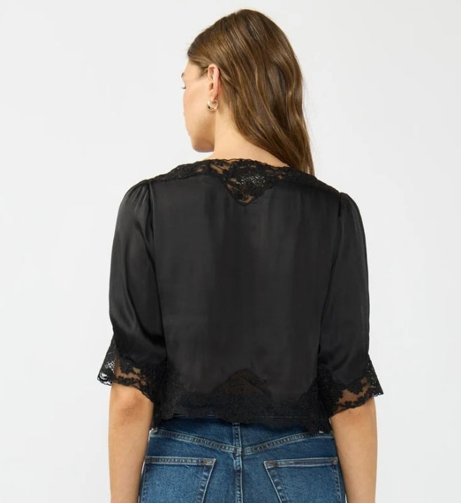 Lace Trim front Button Blouse