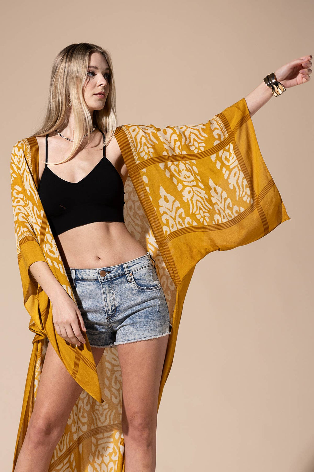 Damask Kimono with Sleeves