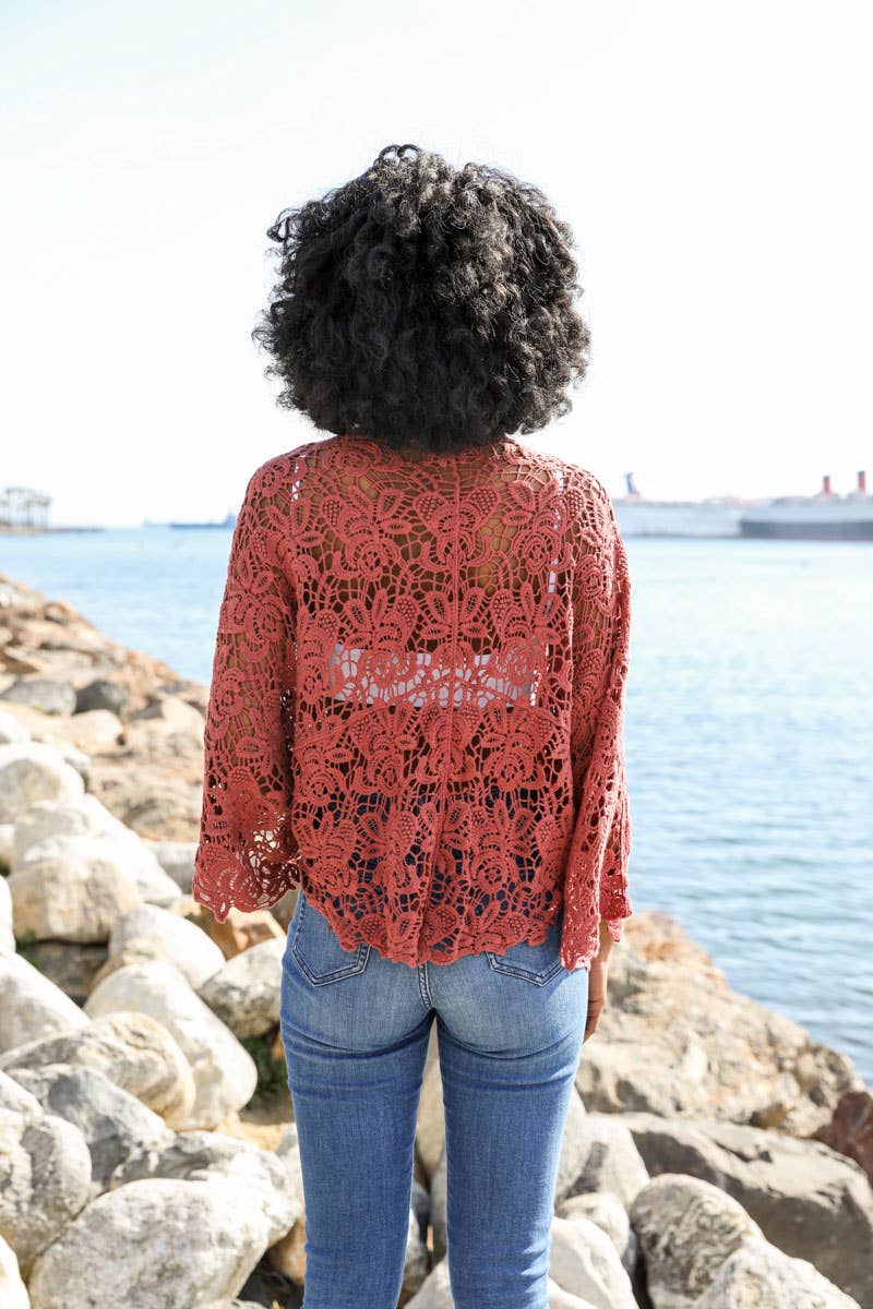 Crochet Floral Kimono Wrap