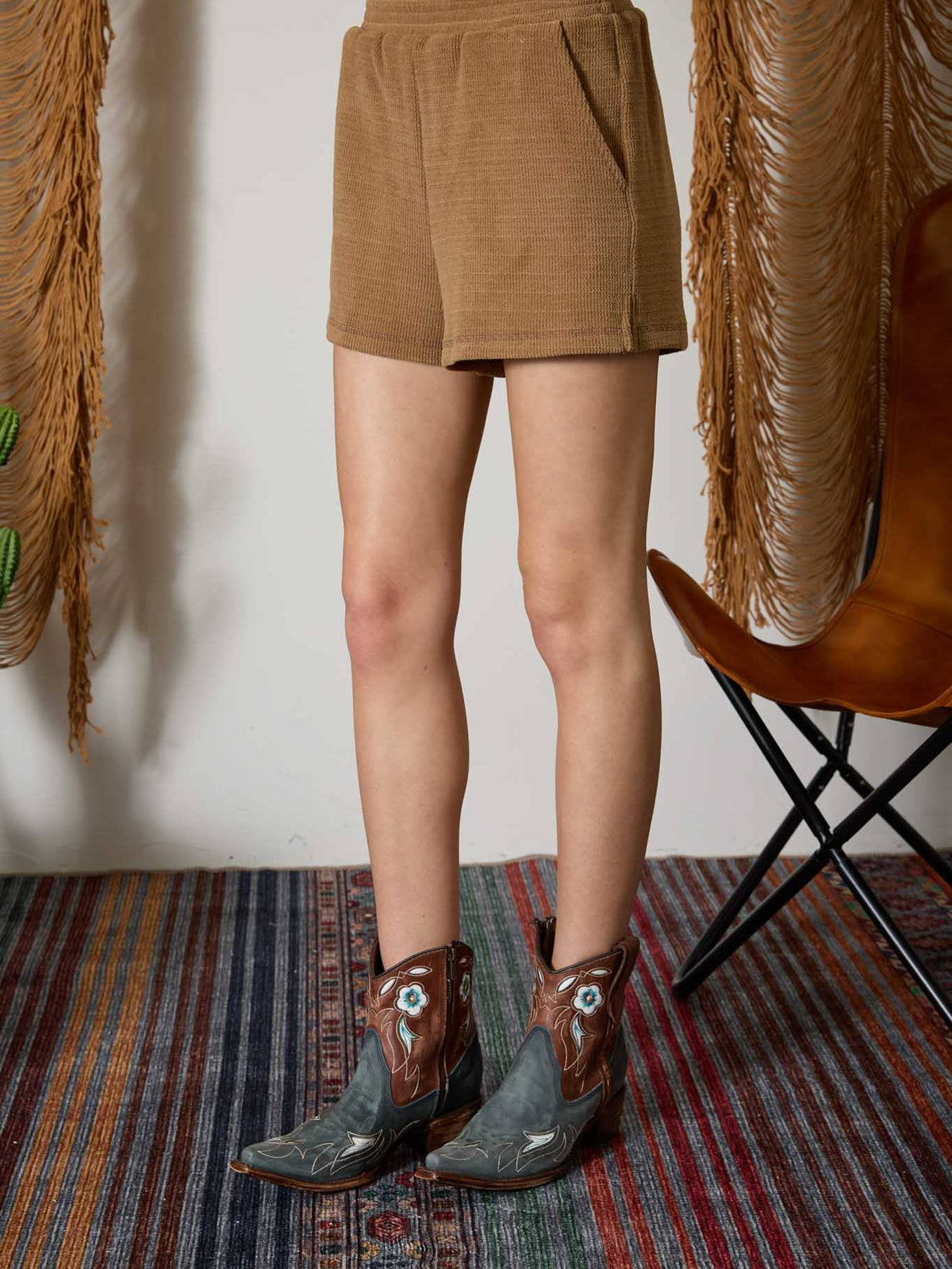 Side Slit Terry Knit Shorts