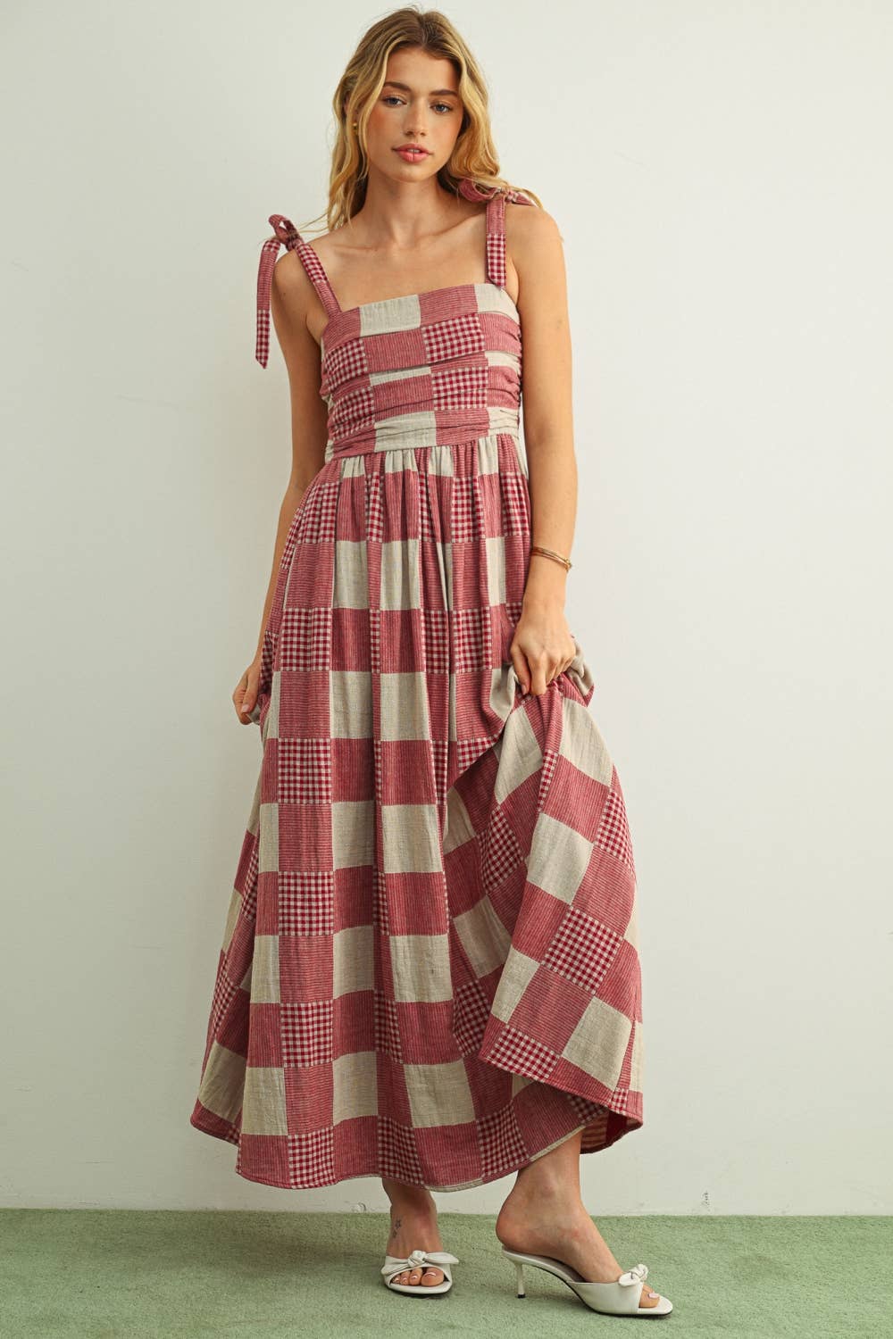 Gingham and Stripe Patch Dress