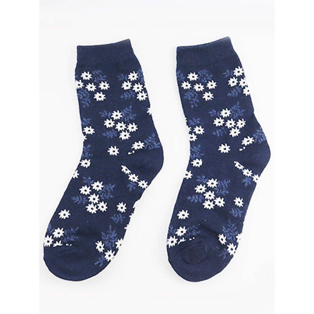 Flower Pattern Soft Cabin Cozy Crew Socks