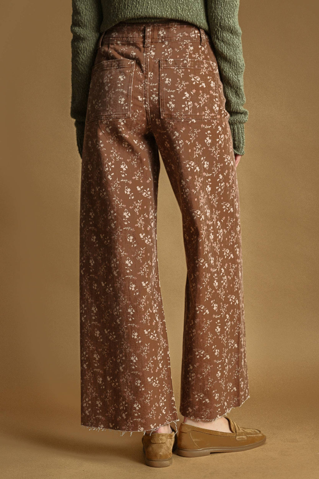 Floral Print Denim Pants