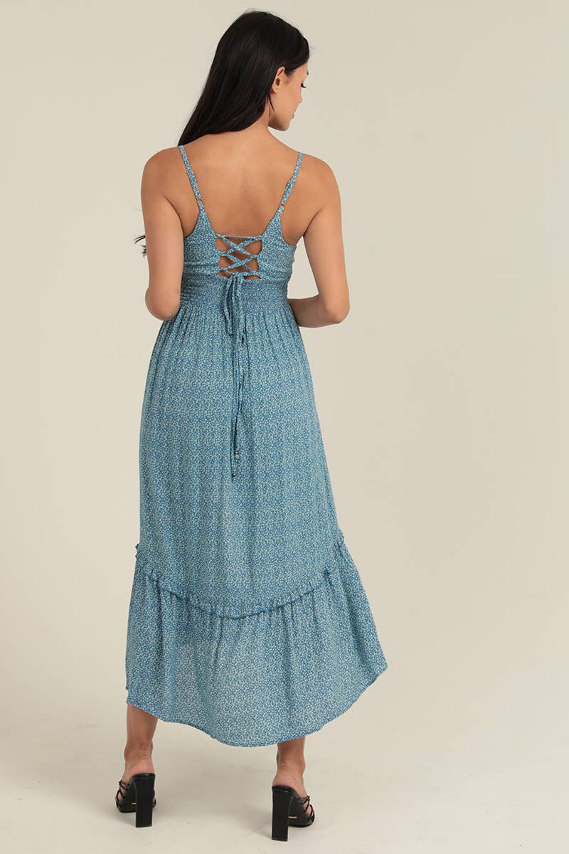 Lace Up Back Maxi Dress