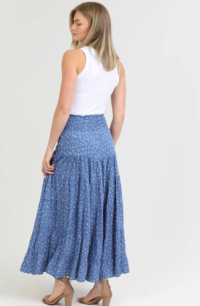 Tired Maxi Skirt With Smocked Waist