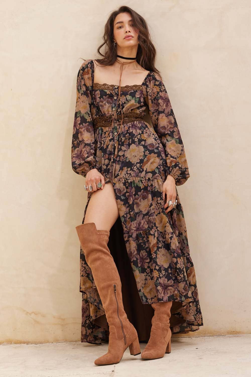 Floral Tiered Ruffle Maxi Dress