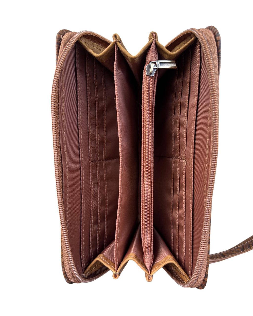 Vintage cowhide leather wallet with handle strap