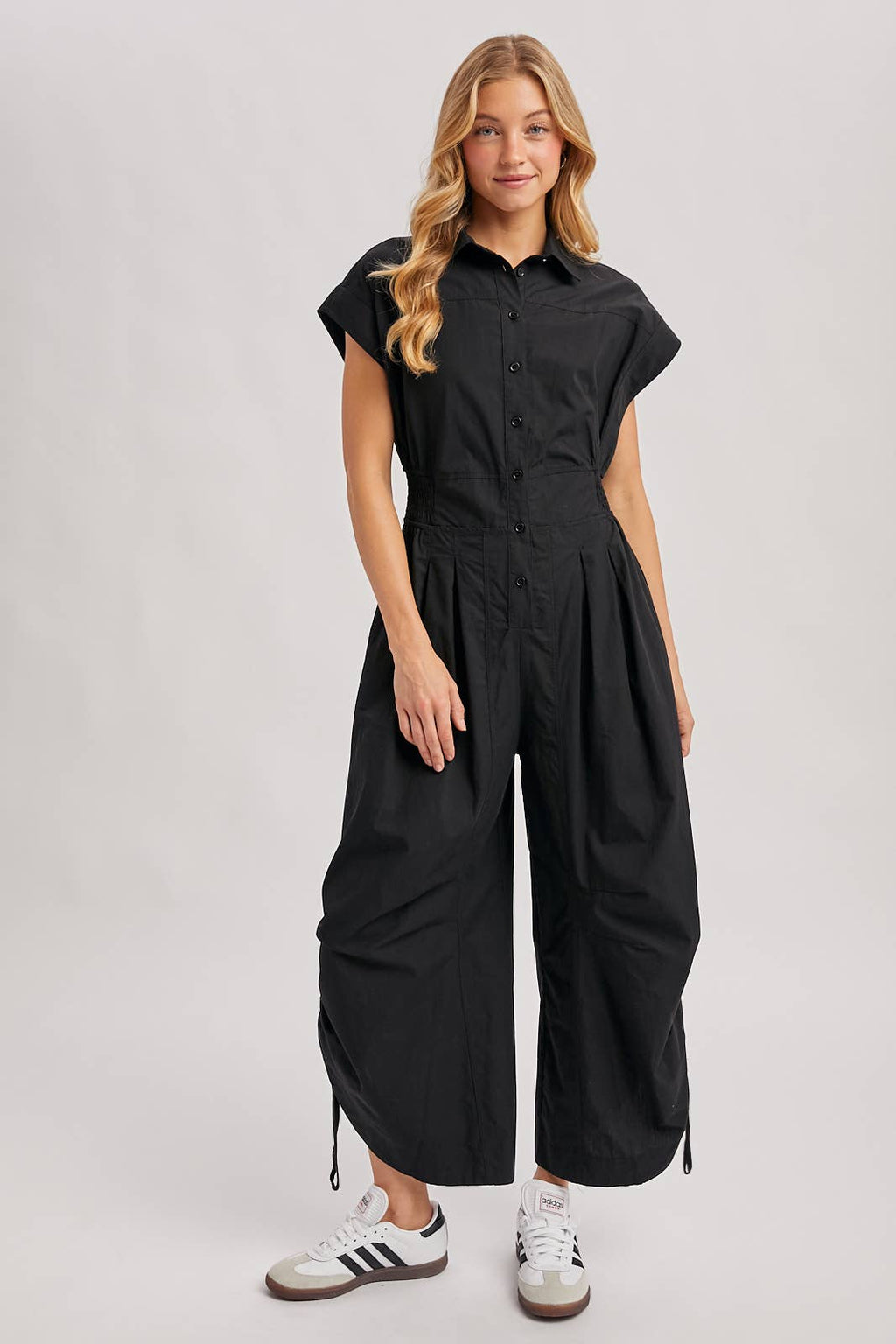 Cinched Button Down Utility Jumpsuit