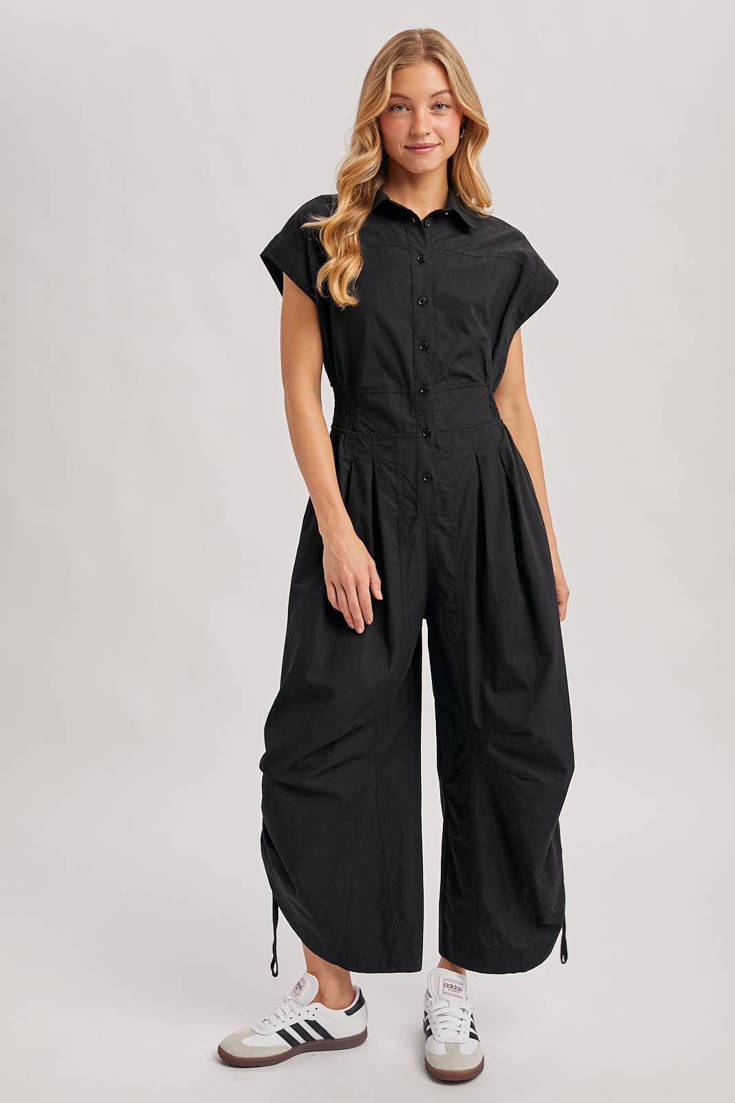 Cinched Button Down Utility Jumpsuit