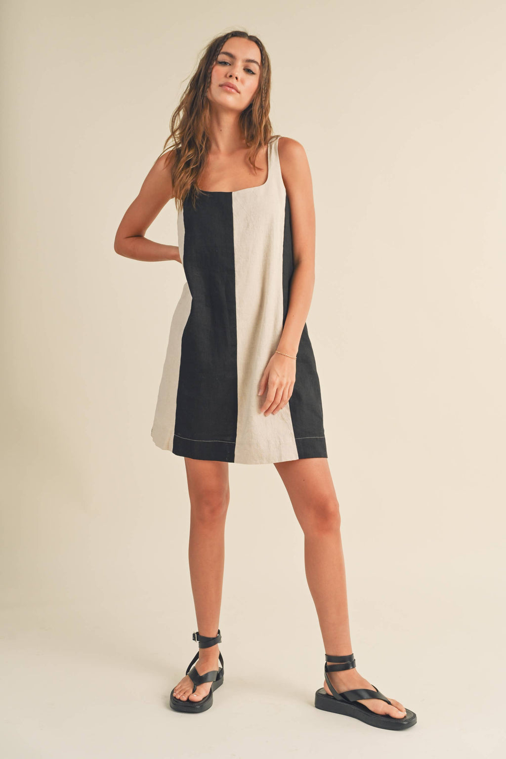 Color Block Linen Dress