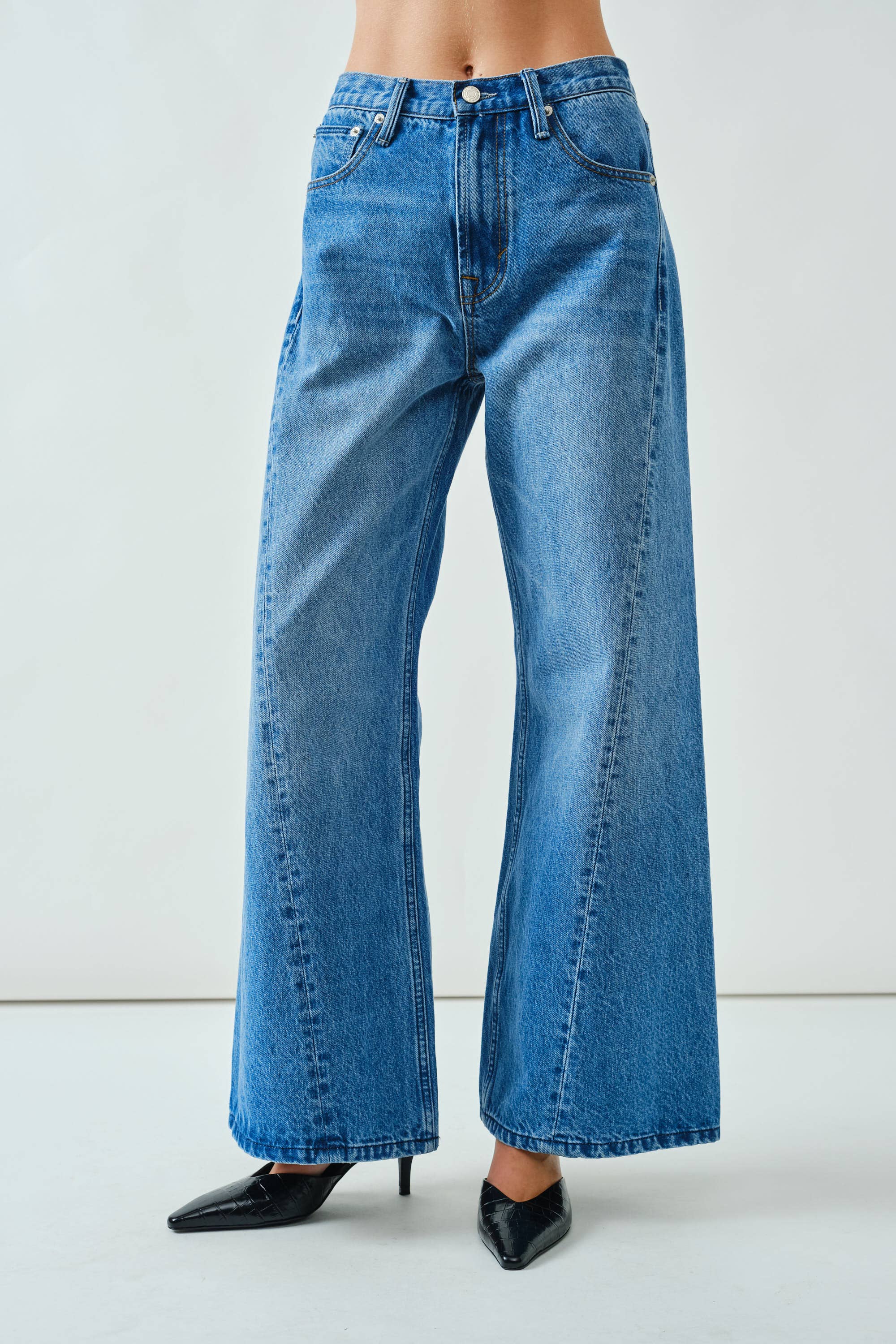 Western Wide Denim Pants