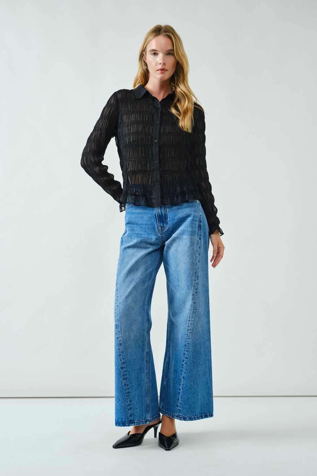 Western Wide Denim Pants