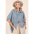 Striped Print Dolman Button Down Shirt
