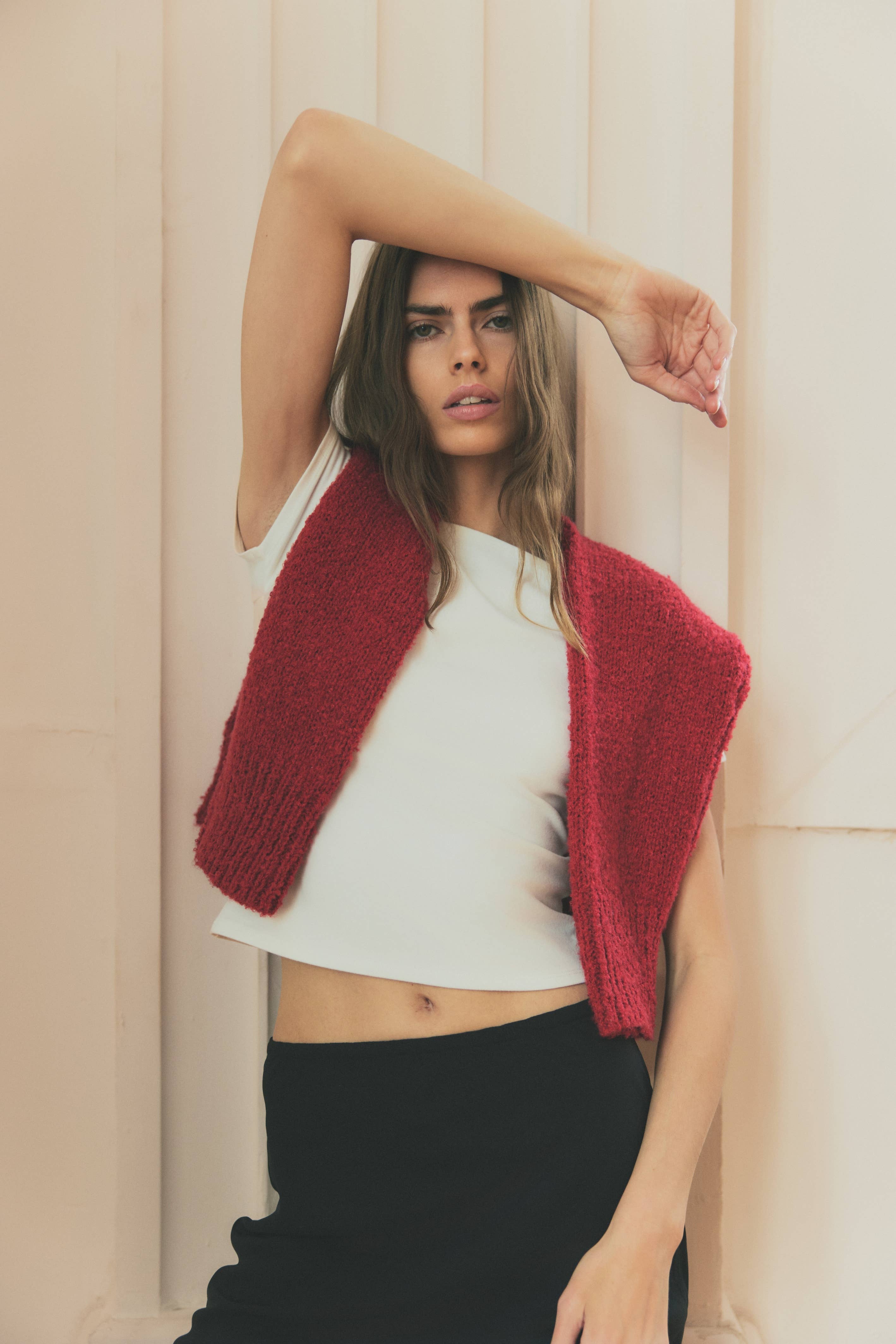 Wide Neck Soft Knit Top