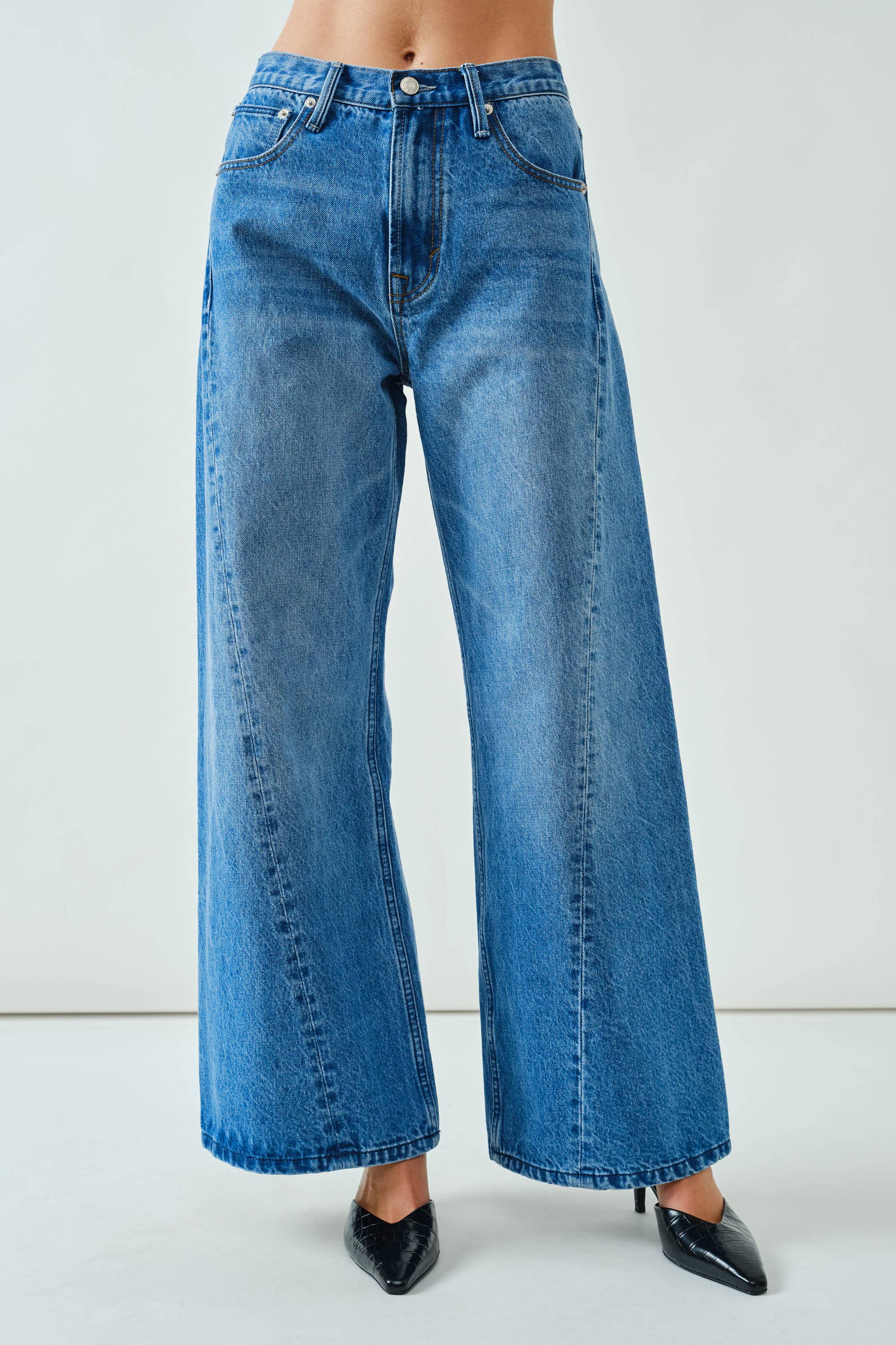 Western Wide Denim Pants