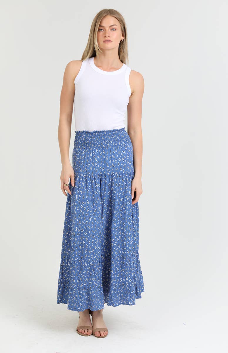 Tired Maxi Skirt With Smocked Waist