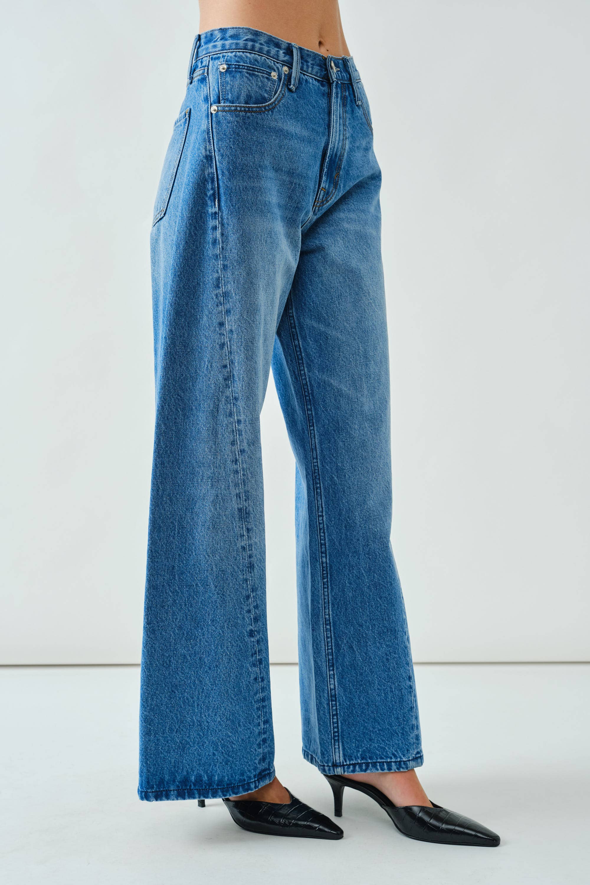 Western Wide Denim Pants