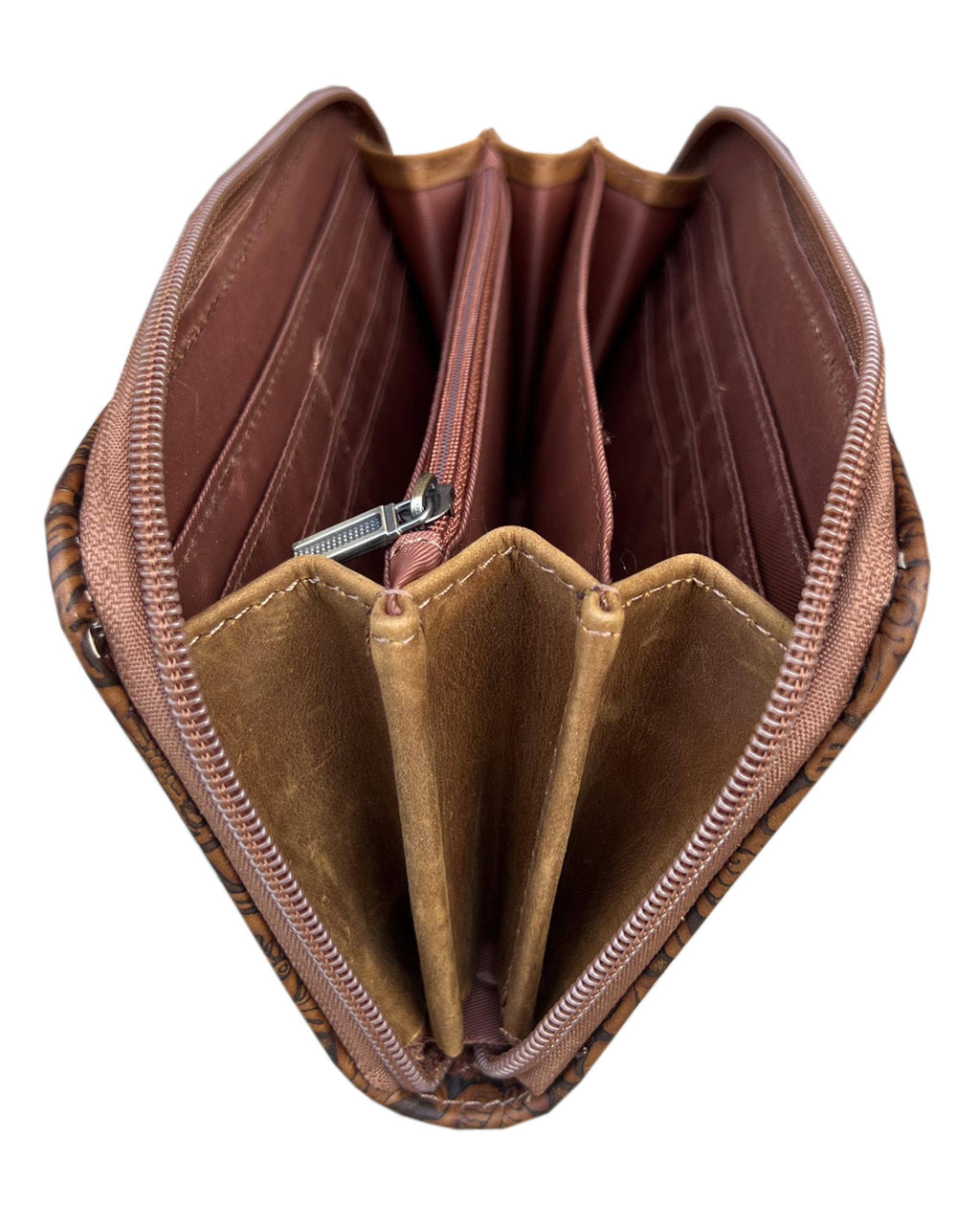 Vintage cowhide leather wallet with handle strap