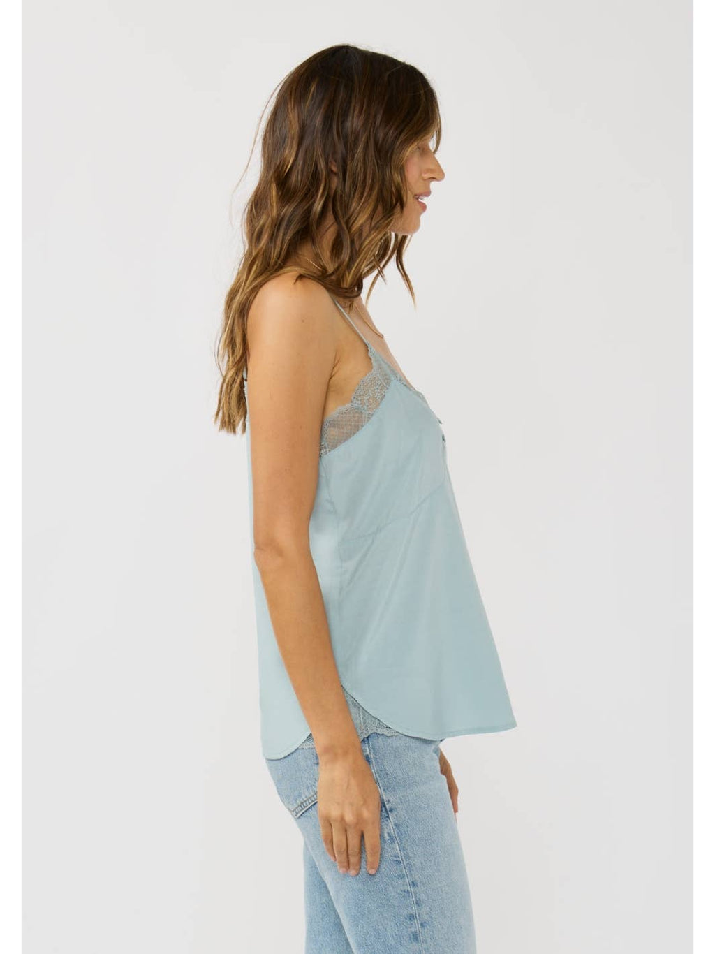 Lace Trim Cami Top w/ Buttons