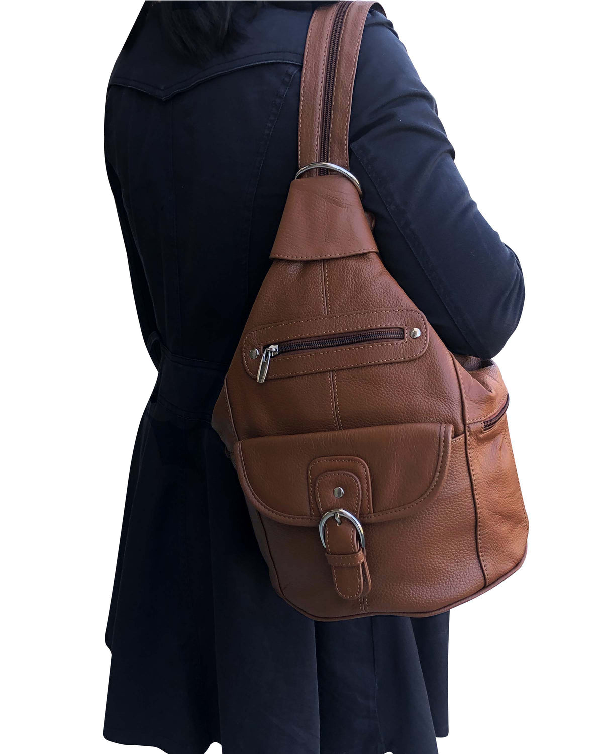 Cowhide leather back pack