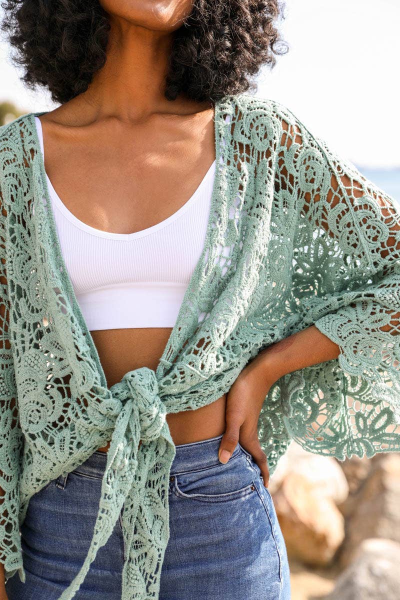 Crochet Floral Kimono Wrap