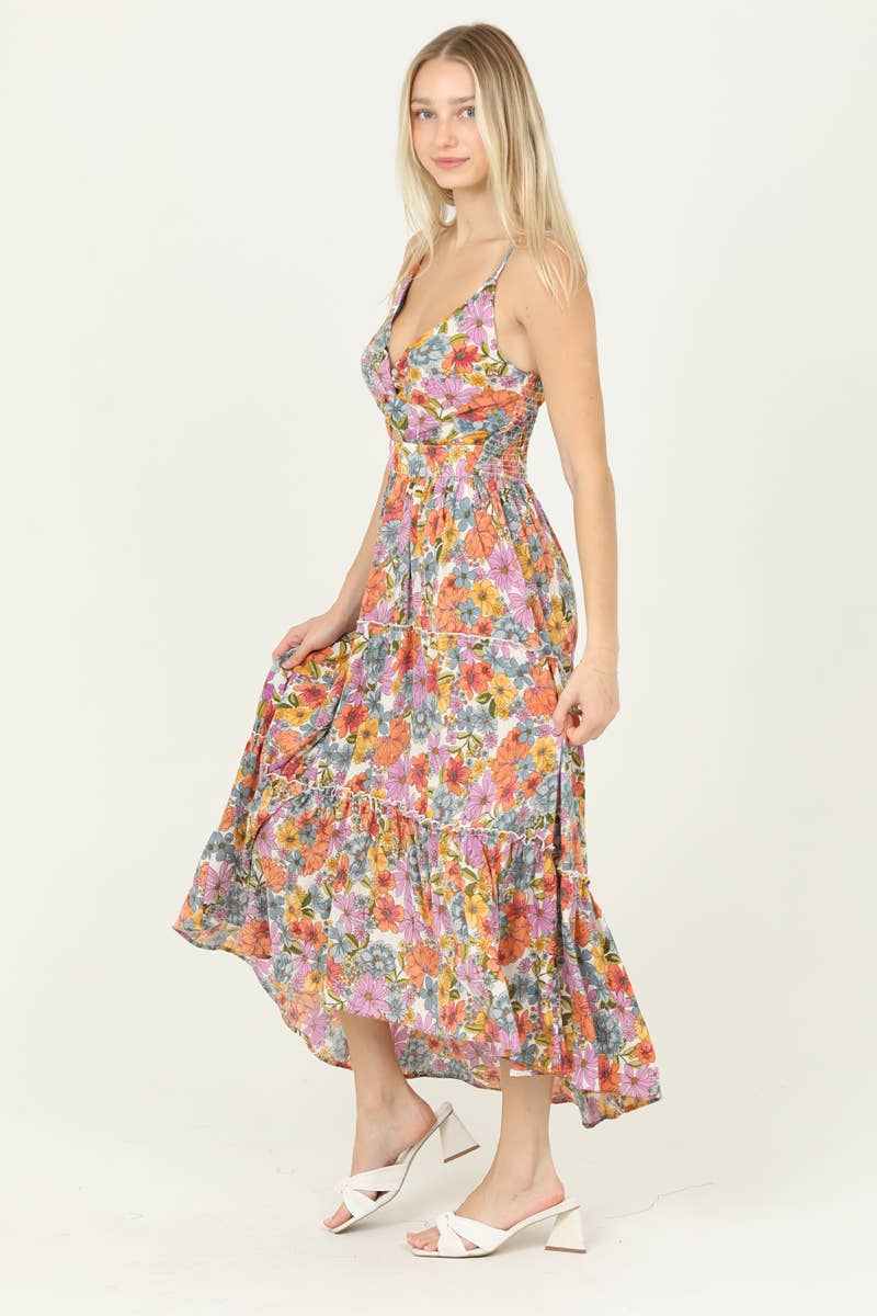 Twist Front Tiered Maxi Dress