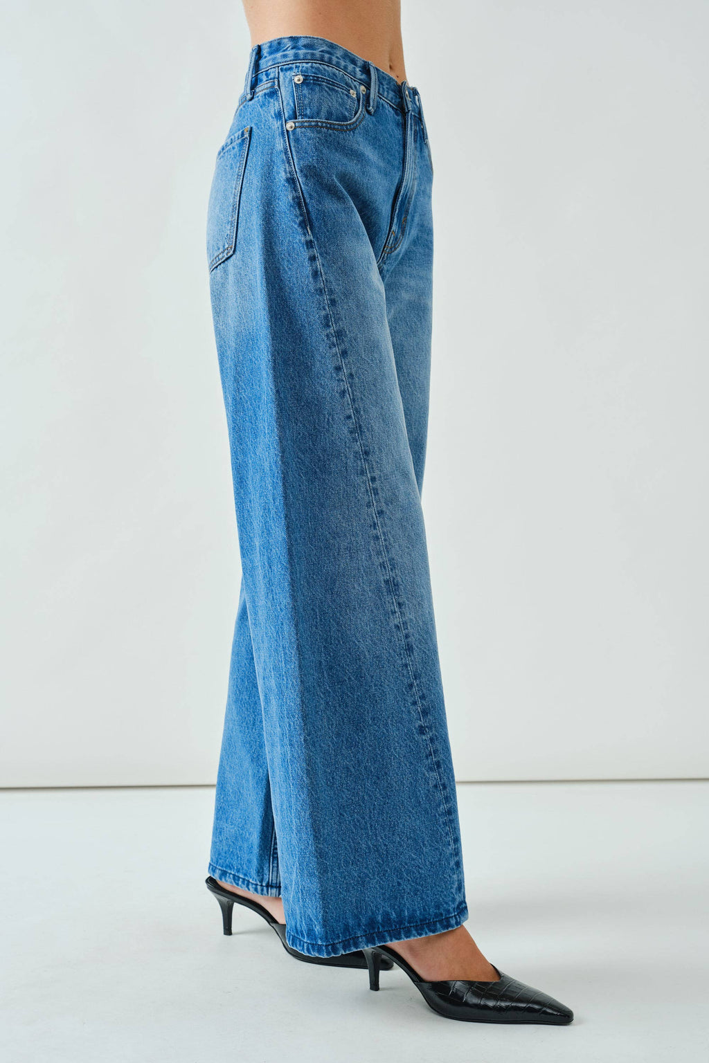 Western Wide Denim Pants