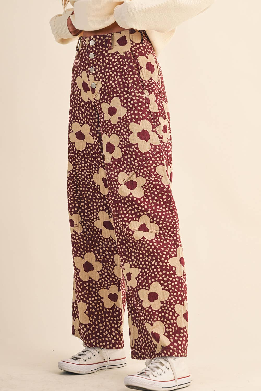High Waisted Floral Print Pants