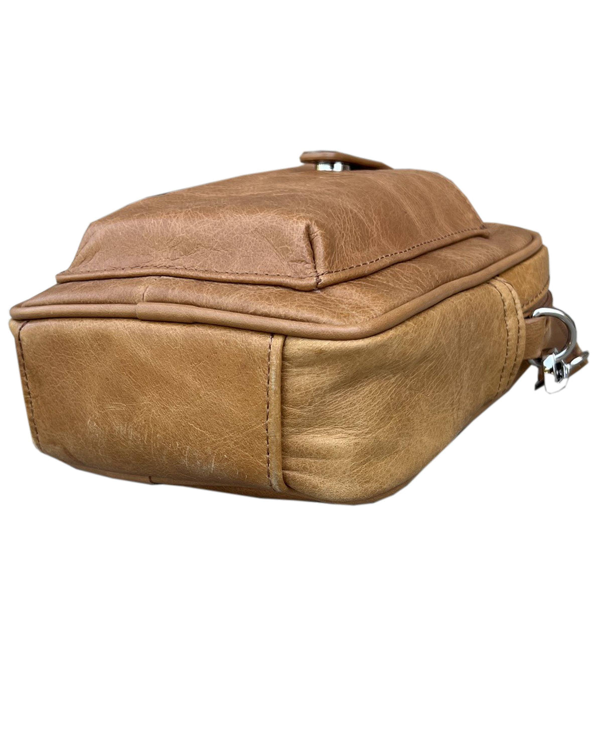 Cowhide leather crossbody shoulder bag with phone pocket