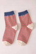 Striped Ribbed Ankle Crew Socks