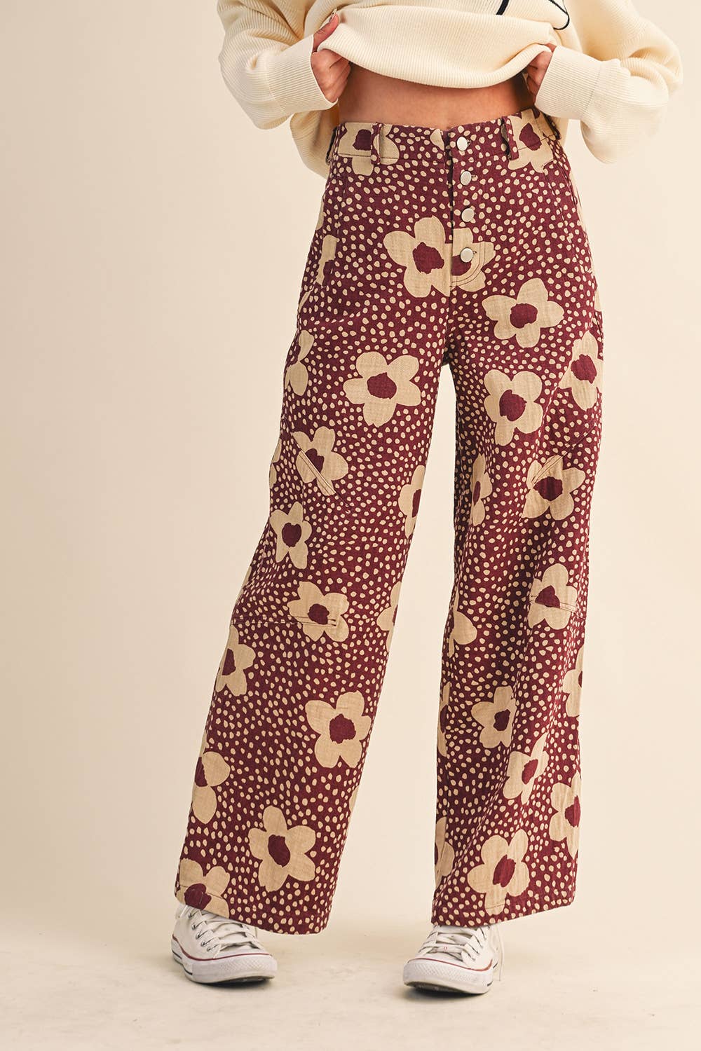 High Waisted Floral Print Pants