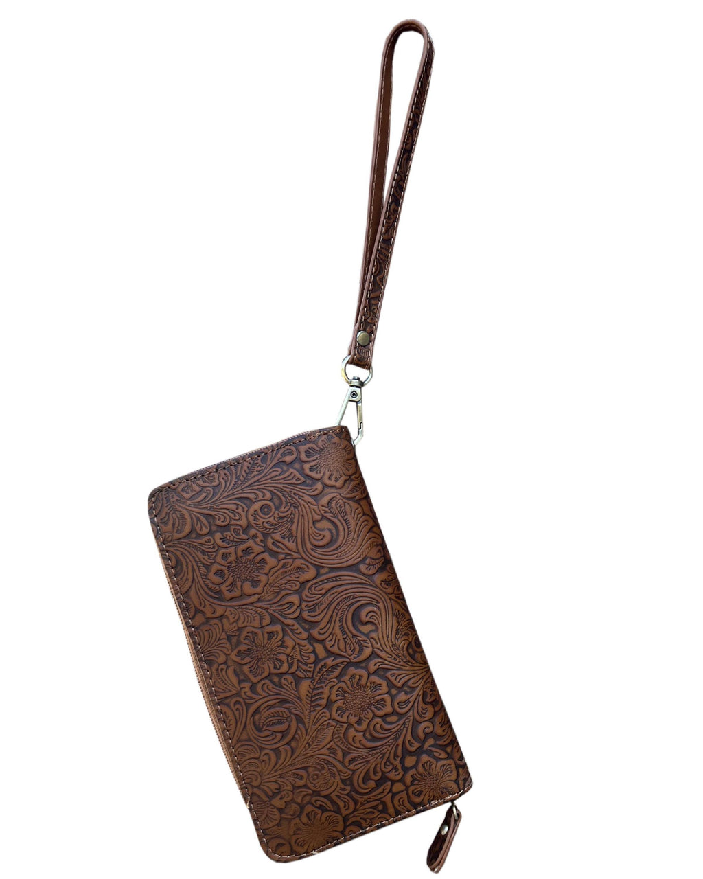 Vintage cowhide leather wallet with handle strap