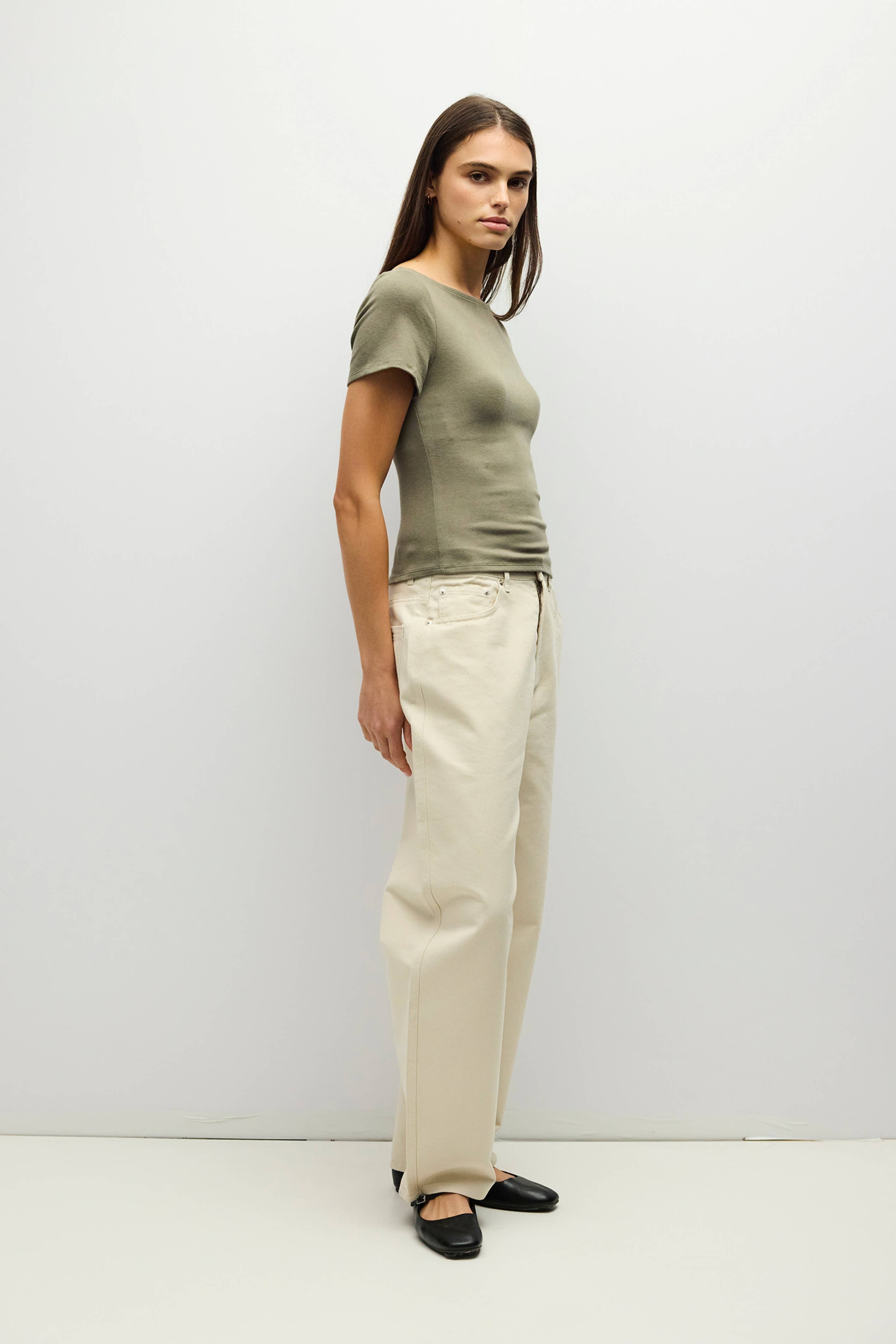 Wide Neck Soft Knit Top